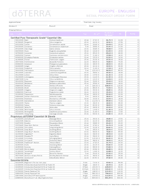 Doterra Product Order Form