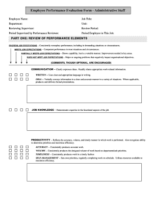 Employee Performance Evaluation Form Administrative Staff Umanitoba