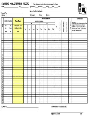 Swimming Pool Operation Record XLS MS4 Annual Report Form is Required for All Permitted MS4s Co Ramsey Mn