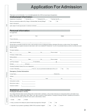 Montana State University Billings Application  Form