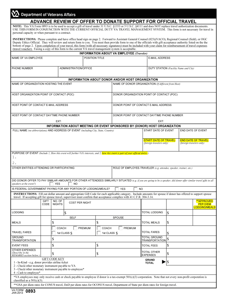 Va Form 0893