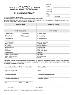 Appleton Plumbing  Form