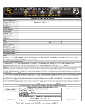 Cvma Life Membership  Form