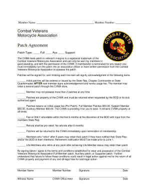 Cvma Patch Agreement  Form