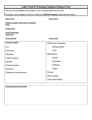 Audio Visual &amp; Technology Equipment Request Form Ecusd7