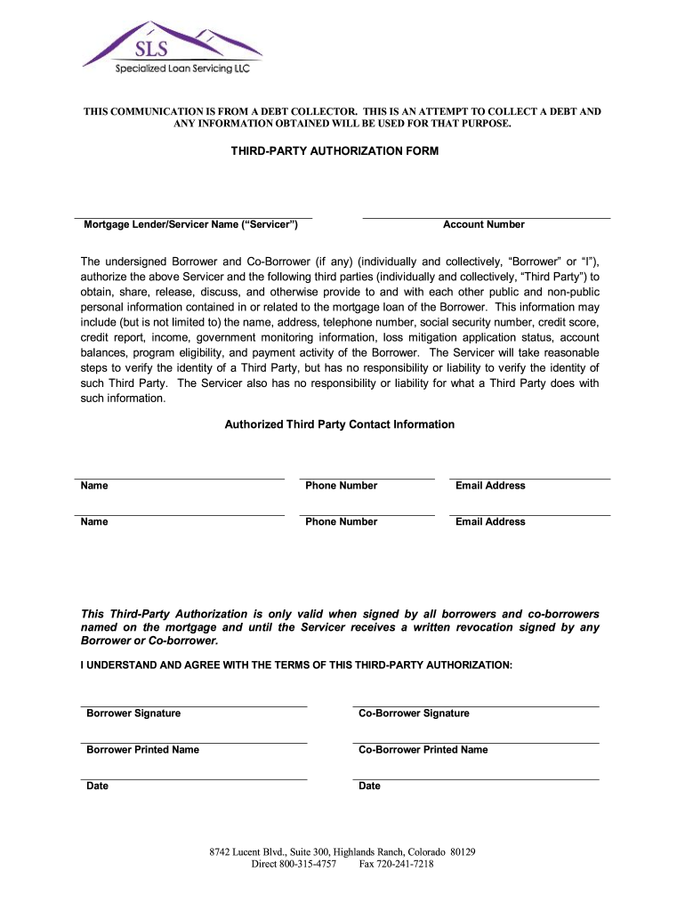 Sls Third Party Authorization Form