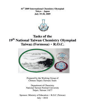 Tasks of the 19 National Taiwan Chemistry Olympiad Taiwan Bb  Form