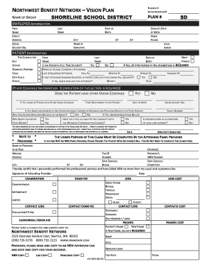 NBN Vision Claim Form Shoreline School District Schools Shorelineschools