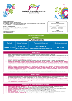 Godrej Boyce Fixed Deposit Application Form