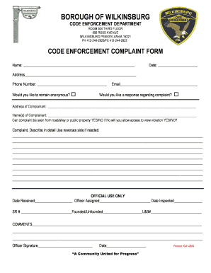 Wilkinsburg Code Enforcement  Form