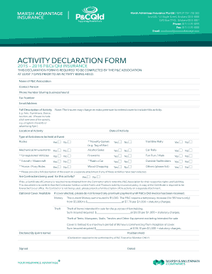 Activity Declaration Form P C Qld Marsh