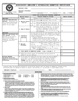 MISSISSIPPI EMPLOYEE&amp;#39;S WITHHOLDING EXEMPTION CERTIFICATE  Form