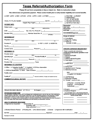 Texas Referral Authorization Form PDF