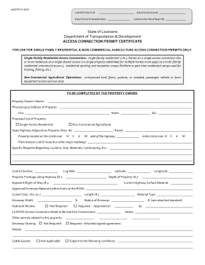 Access Connection Permit Certificate Form DOTD