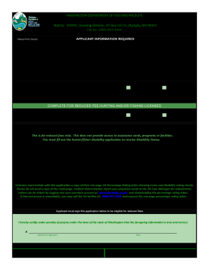 Veterans Reduced Fee Application Form Washington Department Wdfw Wa