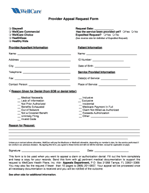 Wellcare Appeal Form PDF