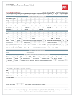 Hdfc Motor Claim Form