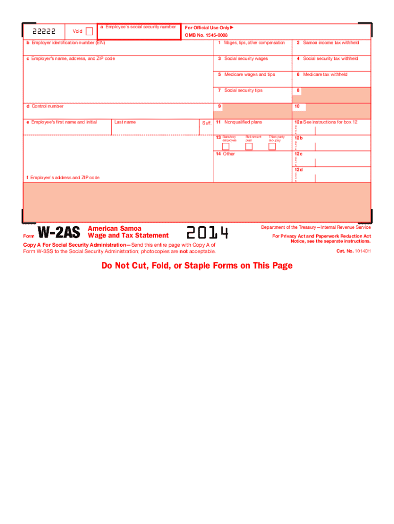  Form W 2 as  Internal Revenue Service 2014