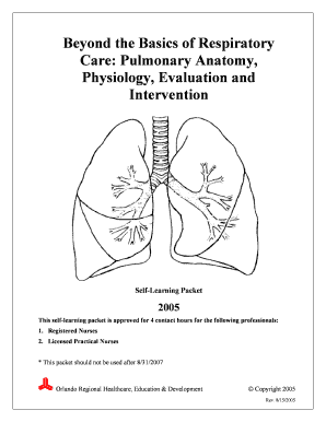 Beyond the Basics of Respiratory Care Pulmonary Anatomy Physiology Evaluation and Intervention Self Learning Packet Form
