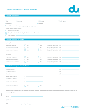 Du Cancellation Form