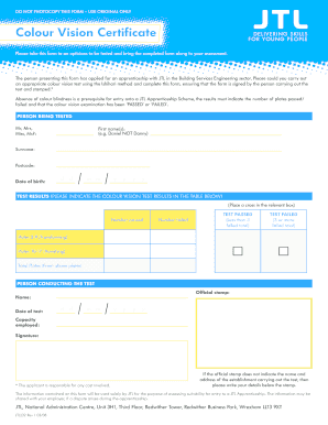  Colour Blindness Certificate Online 2008-2024