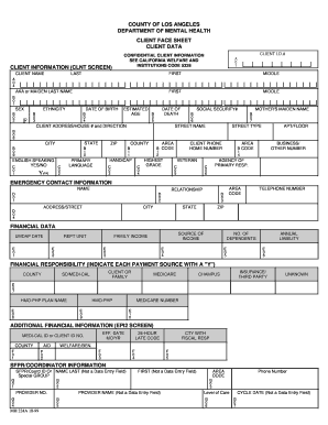 Client Face Sheet Client Data Client Information LA County Lacdmh Lacounty