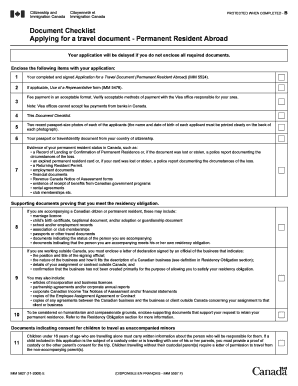 Get and Sign IMM 5627E Document Checklist Applying for a Travel 2018-2022 Form