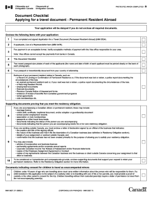  IMM 5627E Document Checklist Applying for a Travel 2018