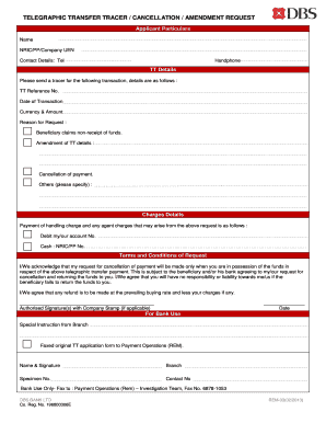 Telegraphic Transfer  Form