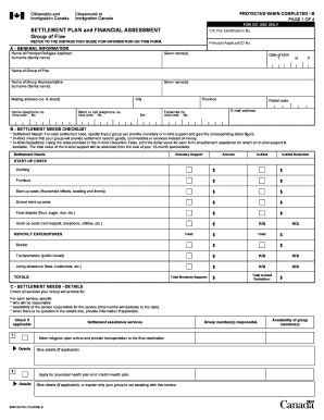 Settlement Plan Canada Sample  Form