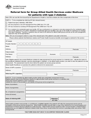 Referral Form for Group Allied Health Services