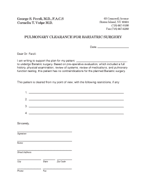 Pulmo Clearance Sample  Form