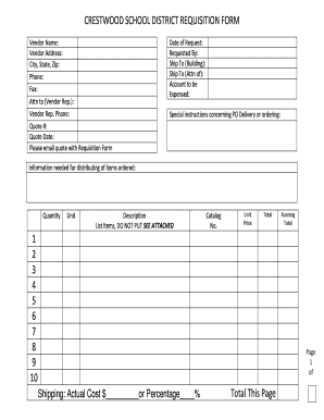 Printable Requisition Form