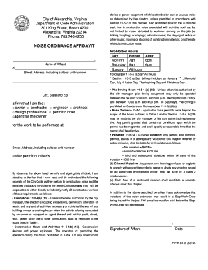 Alexandria Va Noise Ordinance  Form