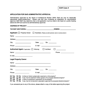 BAR Application for Administrative Approval City of Alexandria Alexandriava  Form