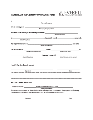 Employee Attestation Template  Form