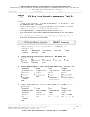 Ptr Functional Behavior Assessment Checklist  Form