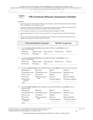 Ptr Functional Behavior Assessment Checklist Form
