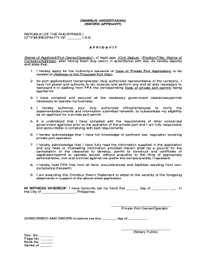 Omnibus Undertaking Ppa  Form