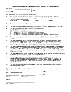 Declaration of Loss Form