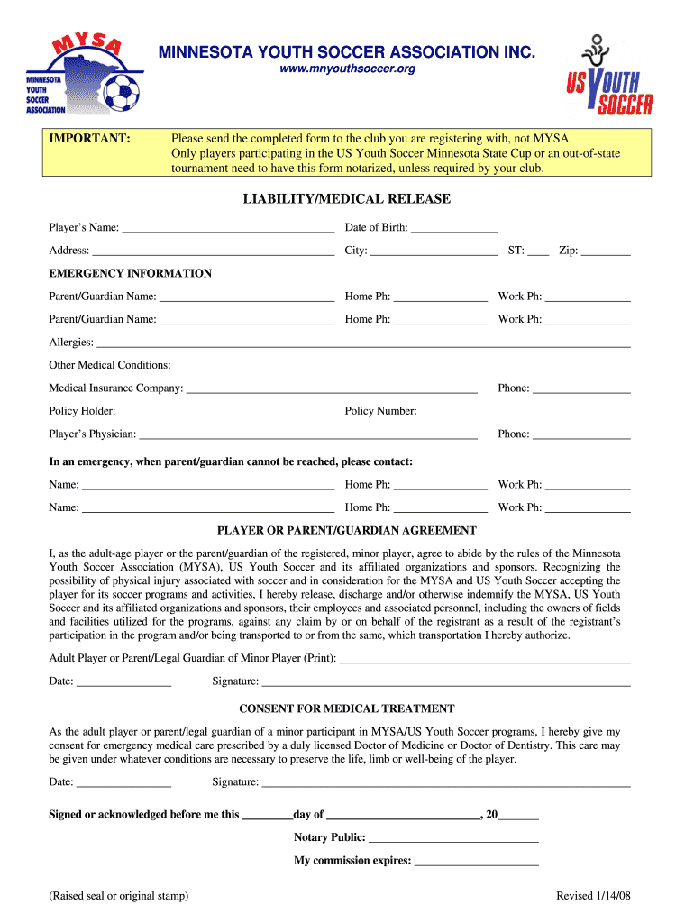 Mysa Medical Release Form