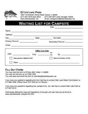 Get and Sign Otter Lake Waiting List  Form