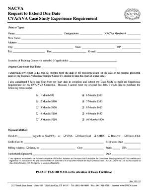 Case Study Extension Request Form NACVA Com