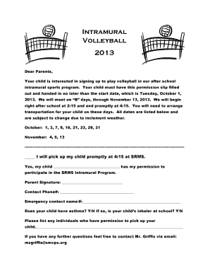 Volleyball Permission Form Our Schools Schools Smcps