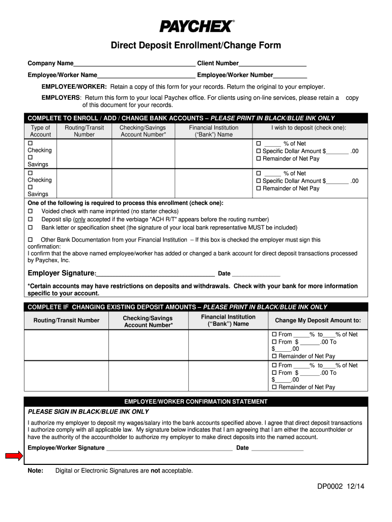  Paychex Direct Deposit Form 2014