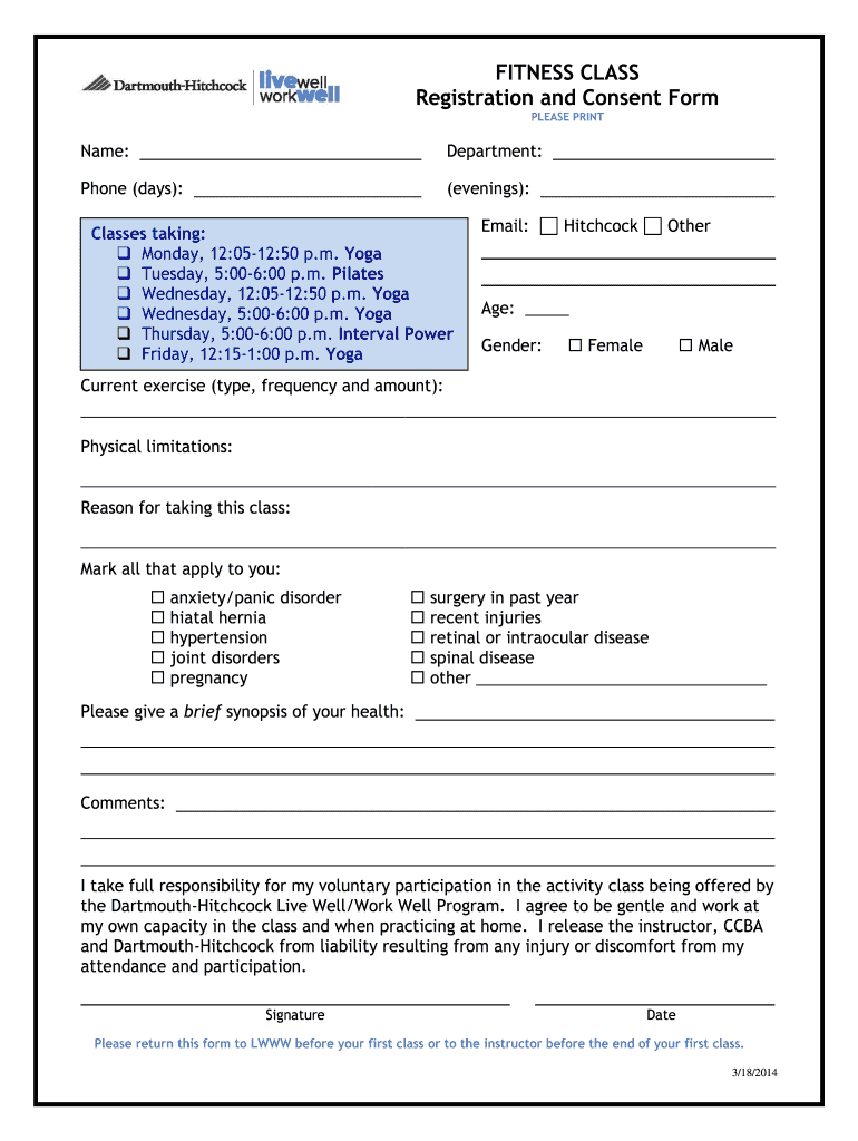  Gym Registration Form 2014-2024