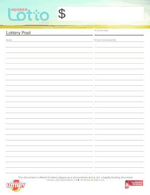 Lottery Sign Up Sheet  Form