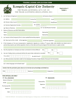 Trading Licence Application Forms