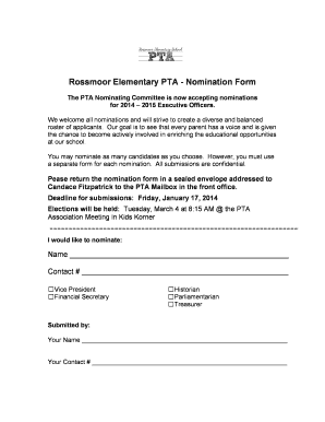 Pta Nomination Form