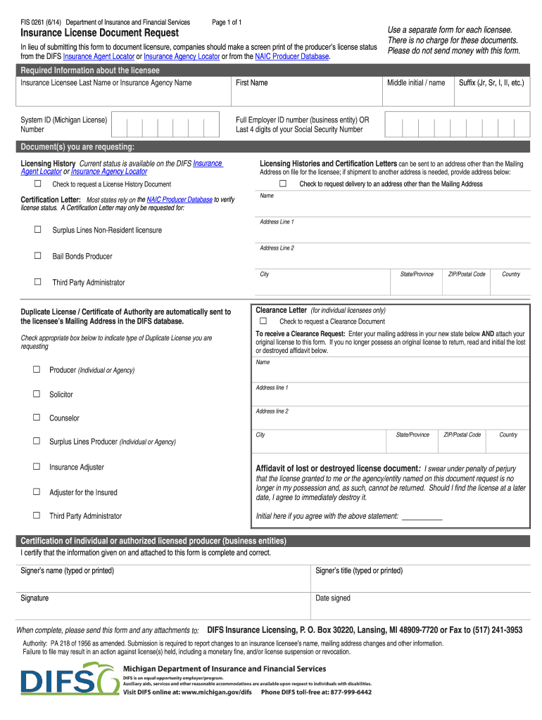  Michigan Fis Form 2015